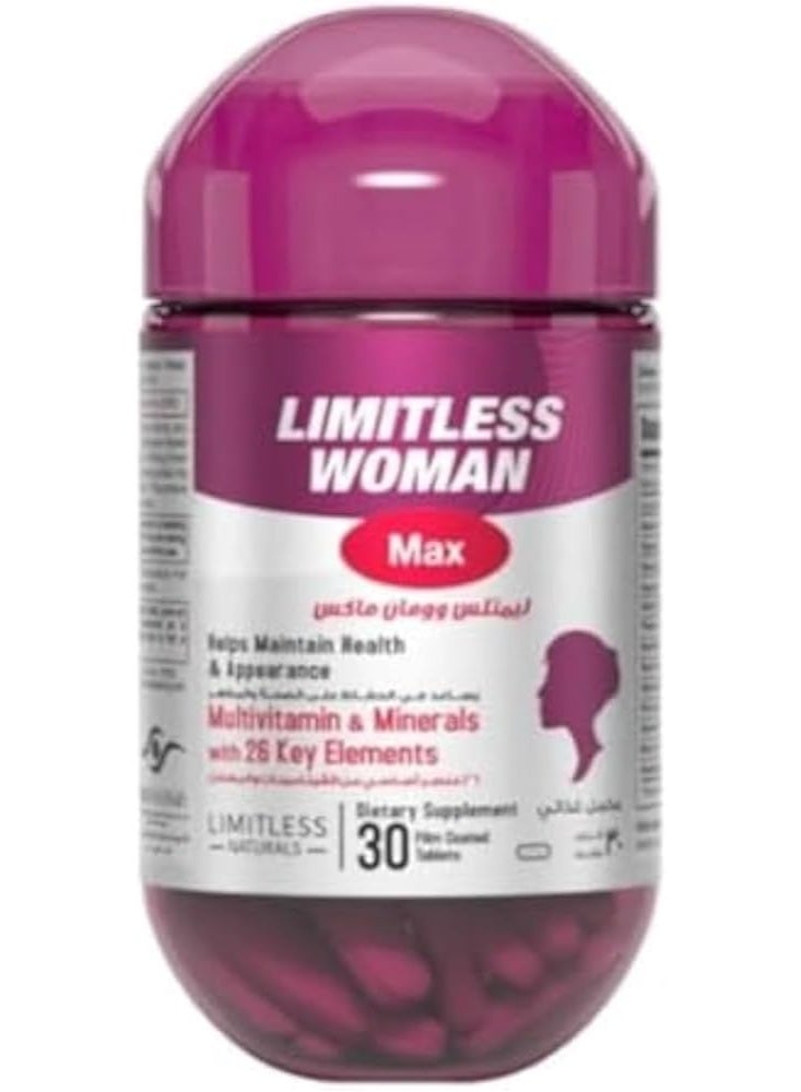 Limitless Max for Women – 30 Tablets – Multivitamins & Minerals Dietary Supplement